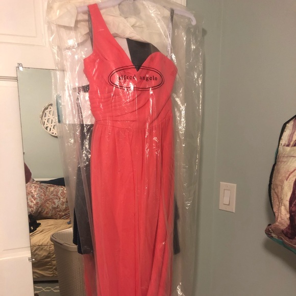 Coral One Shoulder Dress - Picture 1 of 11